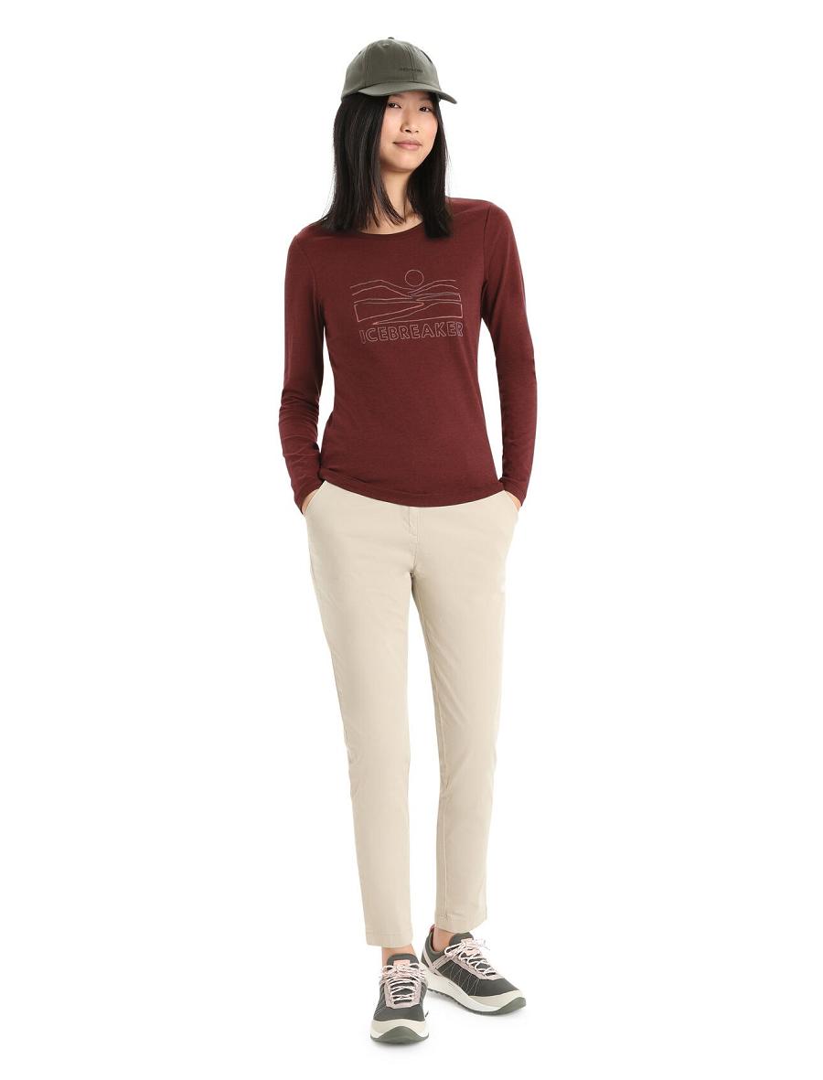 Espresso Women's Icebreaker Merino Central Classic T-Shirt Sunset Long Sleeve | USA 1634ZUTG